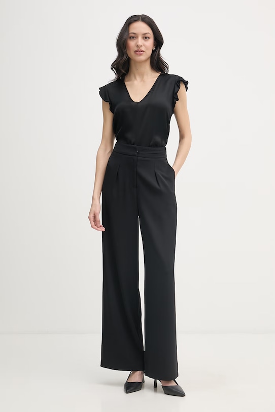 Gaudi bluzka z falbanką damska z wiskozy 611FD45048 czarny SS26