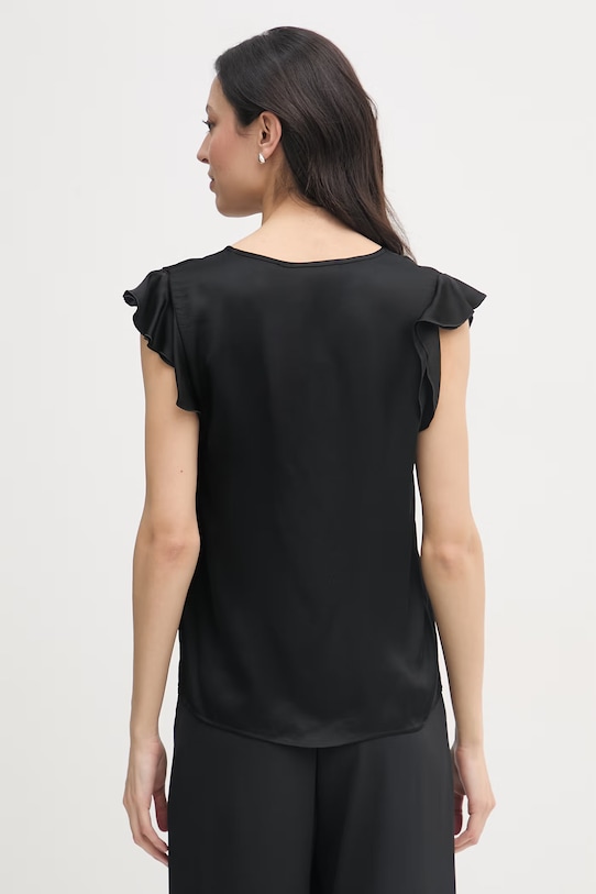 Odzież Gaudi bluzka z falbanką damska z wiskozy 611FD45048 czarny