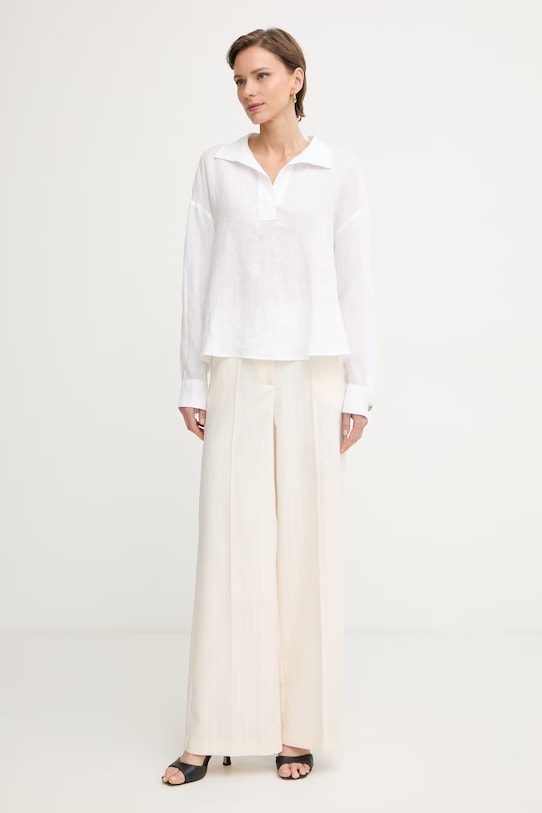 Armani Exchange camicia da donna in lino XW001756.AF21532 bianco SS26