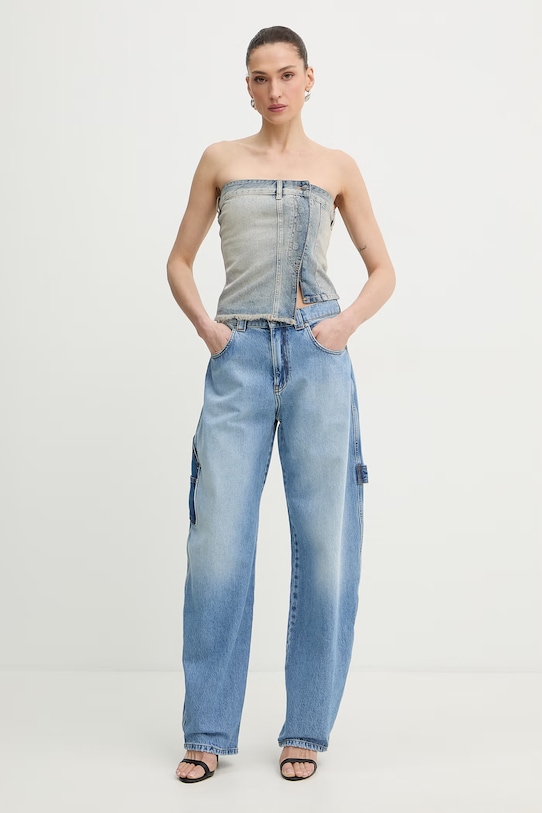 Armani Exchange top damski jeansowy XW002133.AF19656 niebieski SS26