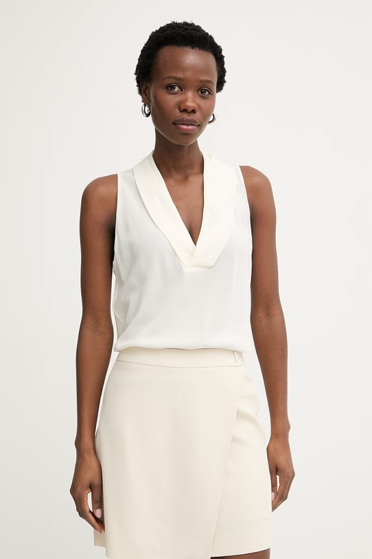 BOSS top damski jedwabny Bolaru beżowy 50553717