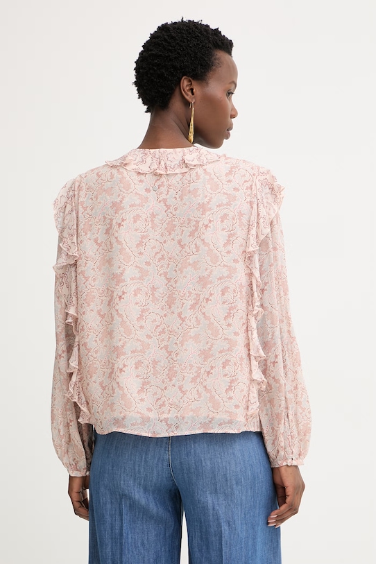 Odzież BOSS Orange bluzka z falbanką damska z wiskozy C Borma 50557702 pomarańczowy