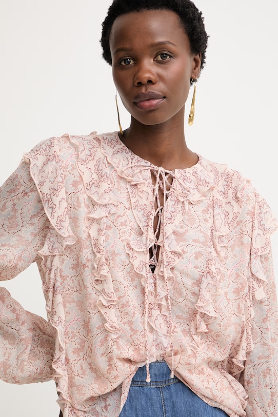 BOSS Orange bluzka z falbanką damska z wiskozy C Borma pomarańczowy 50557702