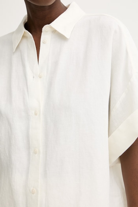 BOSS Orange koszula damska z dodatkiem lnu C Bisenas 50559261 beżowy