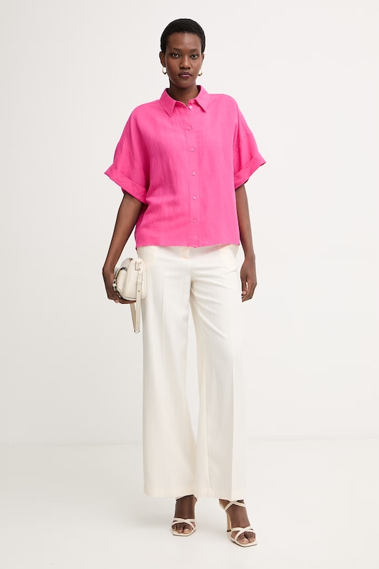 BOSS Orange košile dámská s příměsí lnu C Bisenas 50559261 růžová SS26