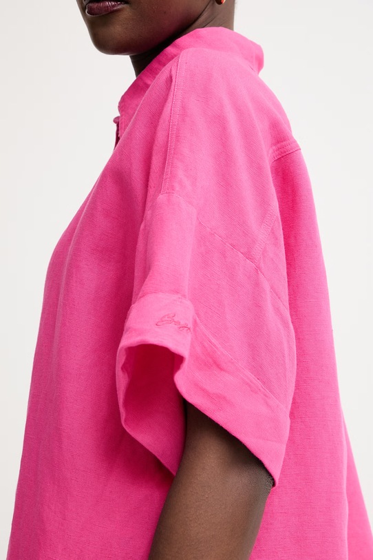 BOSS Orange košulja za žene s dodatkom lana C Bisenas 50559261 roza