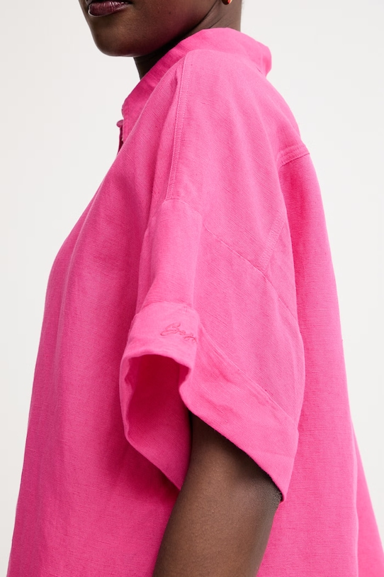 BOSS Orange košile dámská s příměsí lnu C Bisenas 50559261 růžová