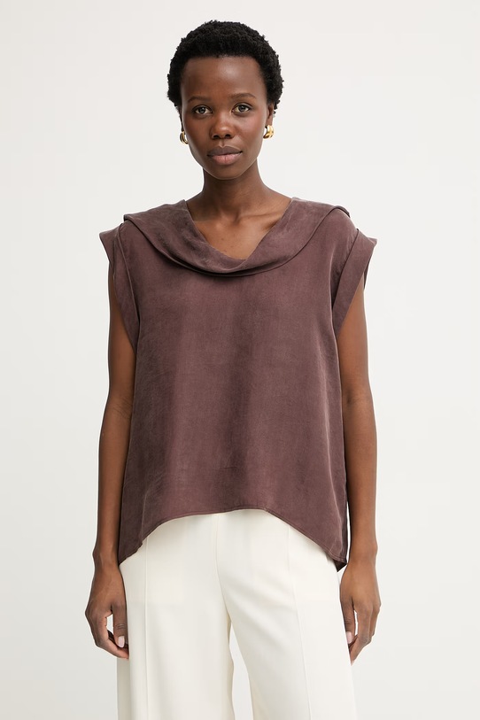 BOSS camicetta da donna in lyocell Bremmi marrone 50568318