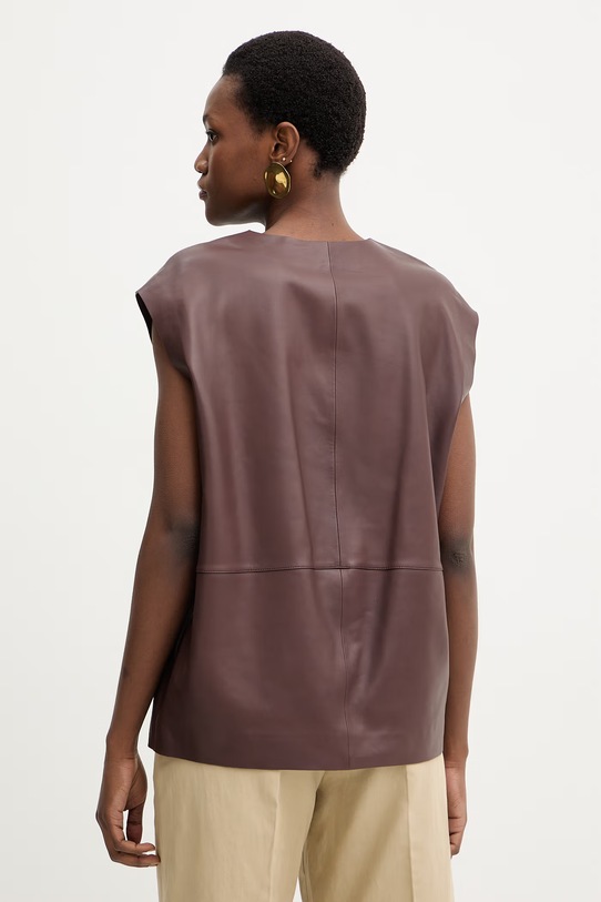 Ρούχα Δερμάτινη μπλούζα BOSS Suna 50556245 καφέ