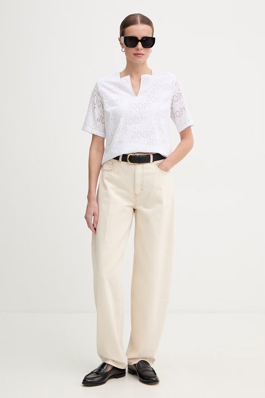 Joop! bluzka damska bawełniana 30102211 biały SS26