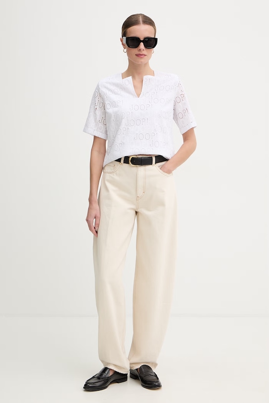 Joop! bluzka damska bawełniana 30102211 biały SS26