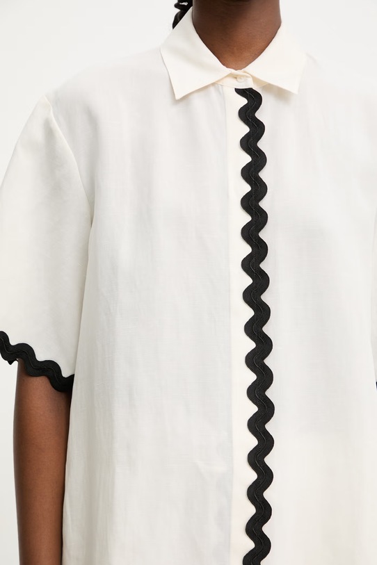 HUGO koszula damska z dodatkiem lnu Camule-1 50558175 beżowy