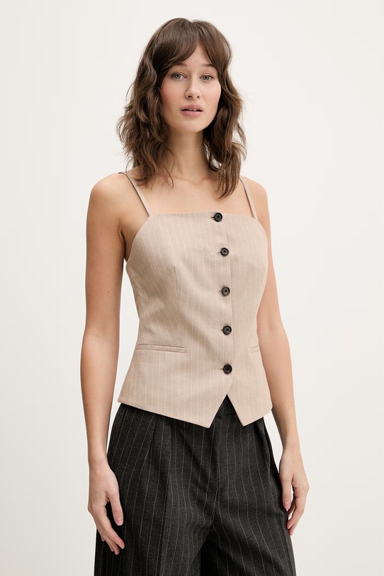 Μπλούζα με λινό HUGO Copale επίσημη μπεζ 50560007