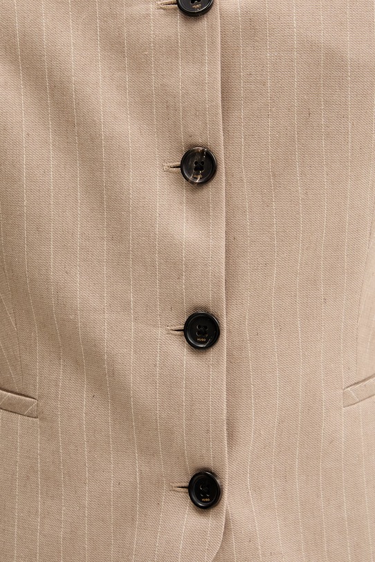 Μπλούζα με λινό HUGO Copale 50560007 μπεζ