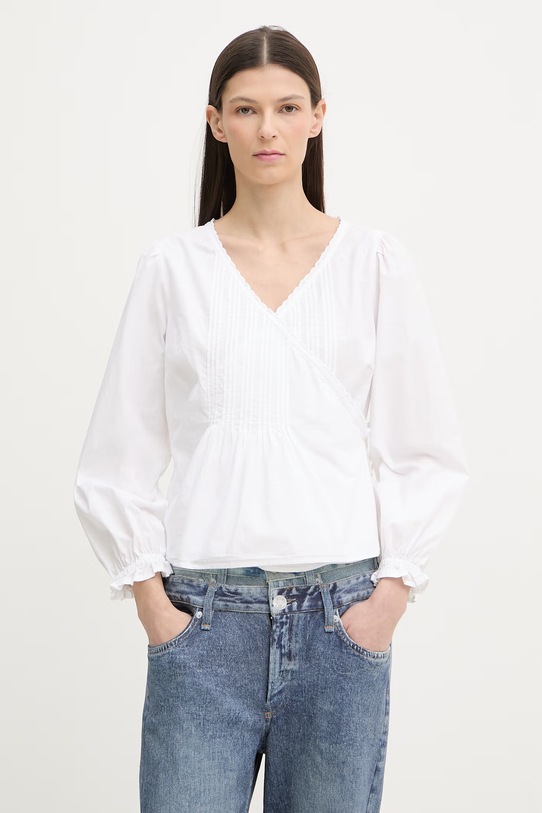 Levi's bluzka kopertowa damska bawełniana SOLEIL WRAP biały 005CS