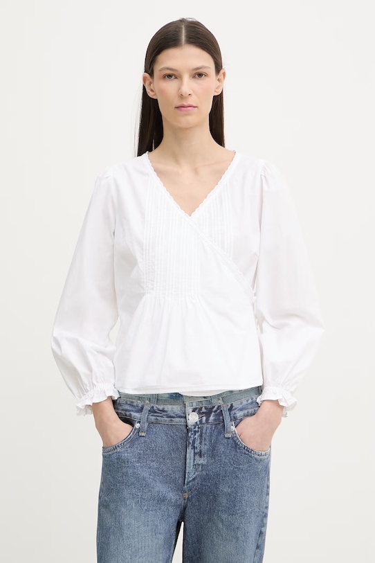 Levi's bluzka kopertowa damska bawełniana SOLEIL WRAP biały 005CS