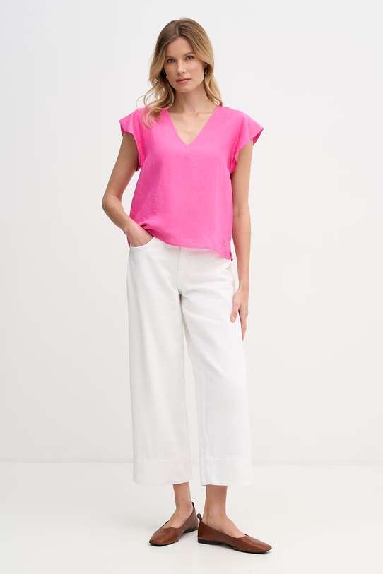 Lola Casademunt blúzka dámska s ľanom LS2615099 ružová SS26