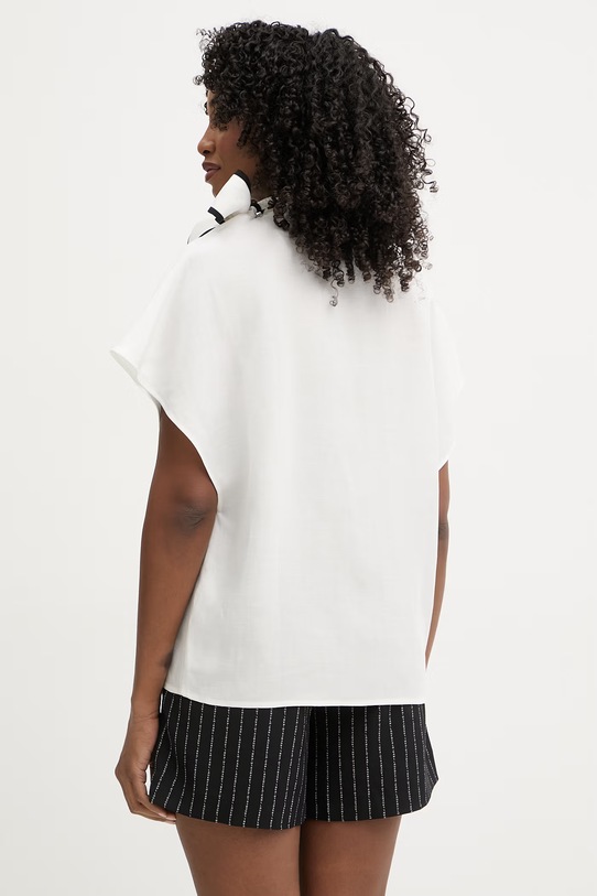 Oblečení Karl Lagerfeld halenka dámská s příměsí lnu B2W11015 bílá