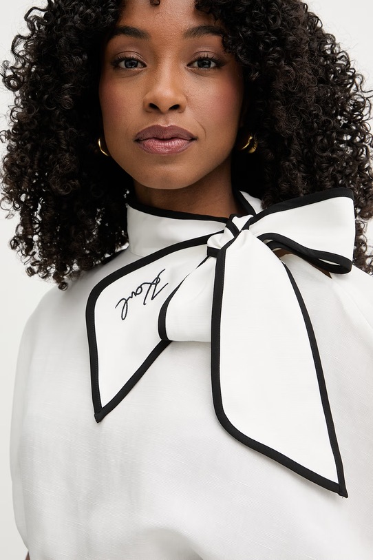 Karl Lagerfeld halenka dámská s příměsí lnu bílá B2W11015