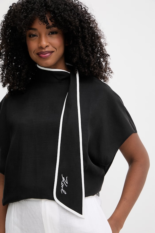 Karl Lagerfeld блузка для женщин с добавлением льна чёрный B2W11015