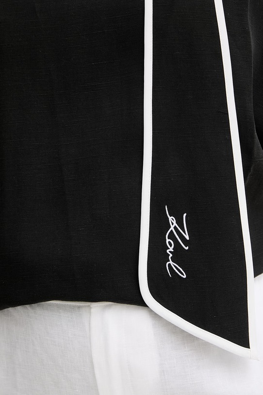 Karl Lagerfeld bluzka damska z dodatkiem lnu B2W11015 czarny