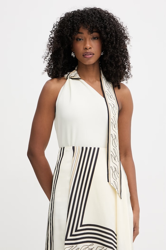 Karl Lagerfeld Асиметрична блуза дамски от вискоза бежов B2W18012