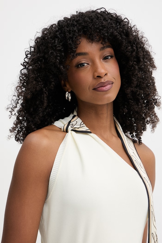 Karl Lagerfeld bluzka asymetryczna damska z wiskozą beżowy B2W18012