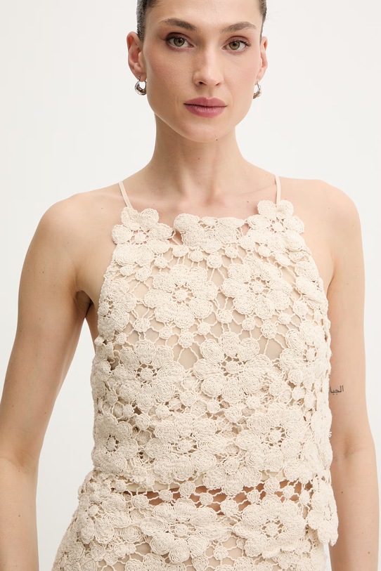 Bardot bluzka bawełniana beżowy 60401TB