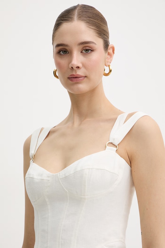 Bardot top damski lniany beżowy 60368TB