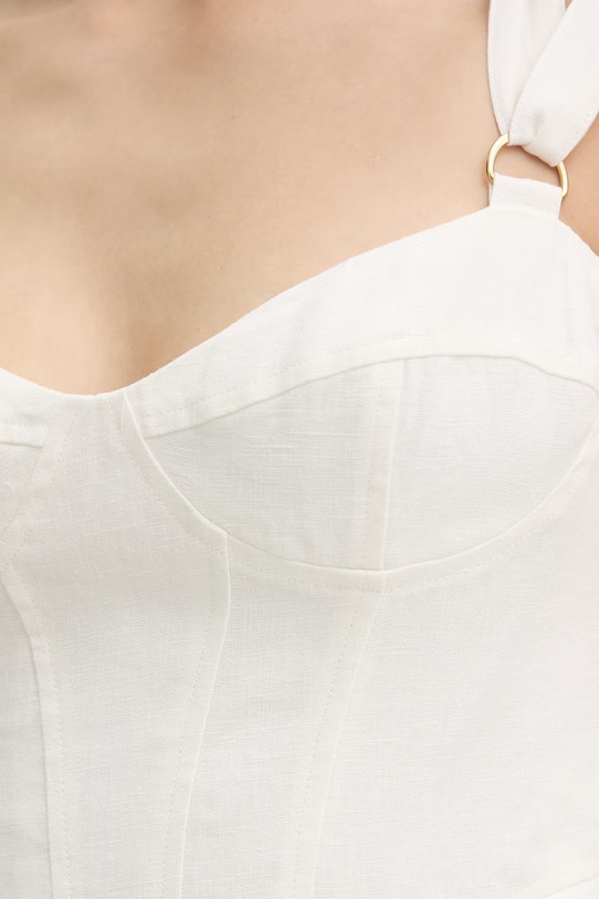 Bardot top damski lniany 60368TB beżowy