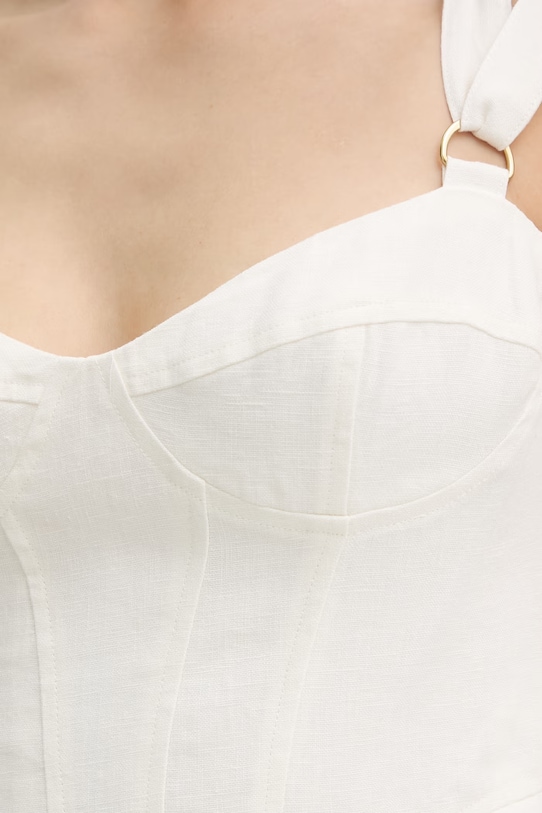 Bardot top damski lniany 60368TB beżowy