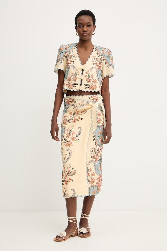 Lanena bluza Farm Rio 348846 bež SS26