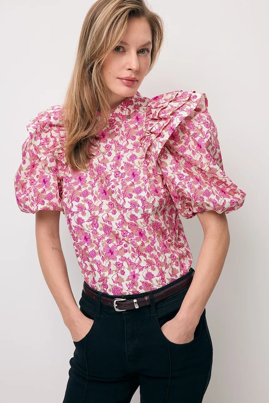 Bizuu bluzka bawełniana CASSANDRA wzorzyste różowy CASSANDRA.MULTIKOLOR