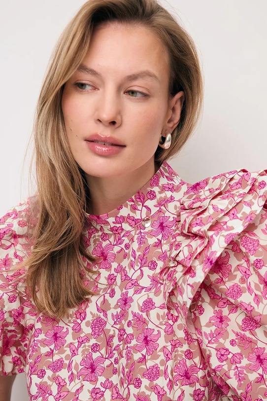 Bizuu bluzka bawełniana CASSANDRA CASSANDRA.MULTIKOLOR różowy