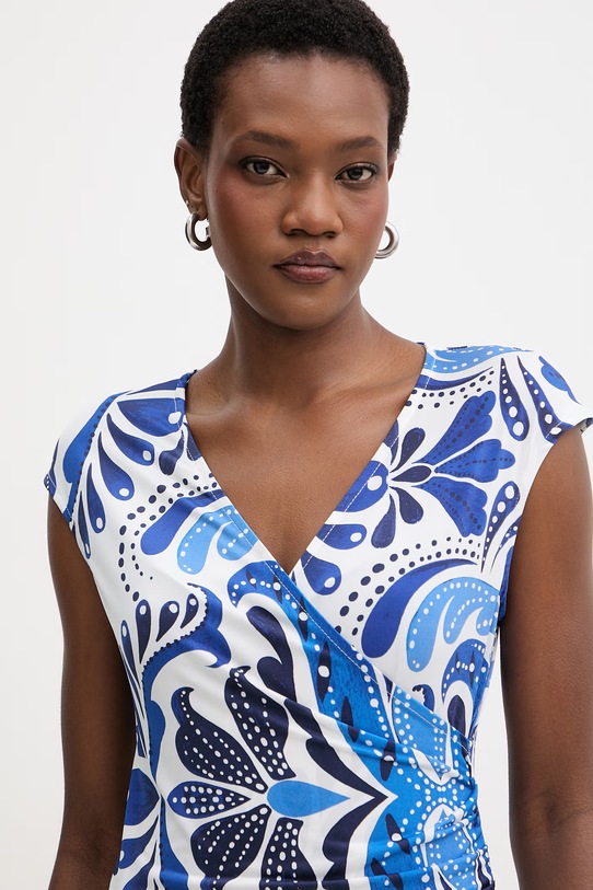 Odzież Morgan bluzka kopertowa damska DALIX niebieski