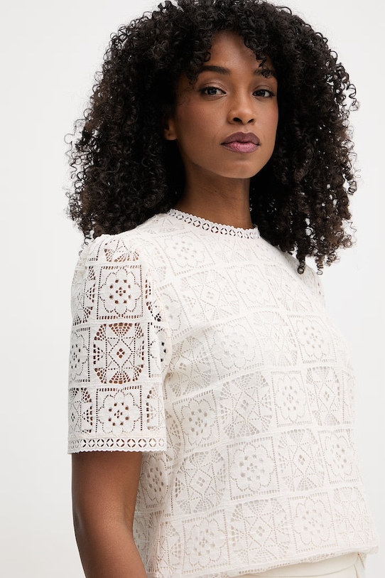 Morgan bluzka damska z bawełną beżowy DBOHO