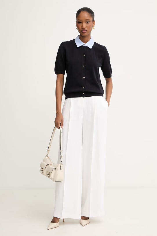 Morgan bluzka damska bawełniana MARCEAU granatowy SS26