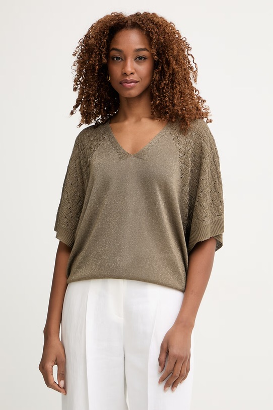 Morgan sweter damski z wiskozą zielony MILVI