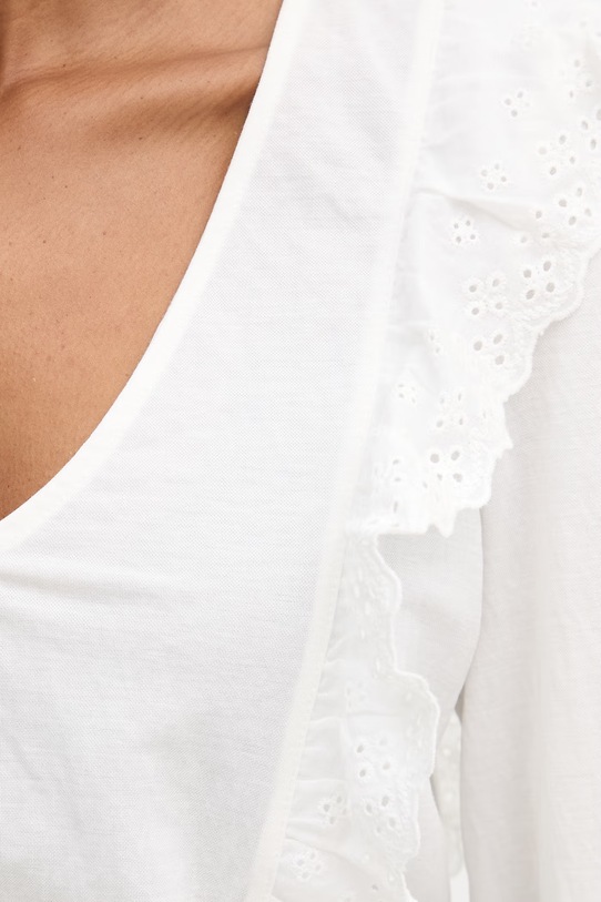 Morgan bluzka z falbanką damska bawełniana TIMEO beżowy