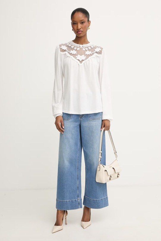 Morgan bluzka damska z wiskozą TJOUR biały SS26