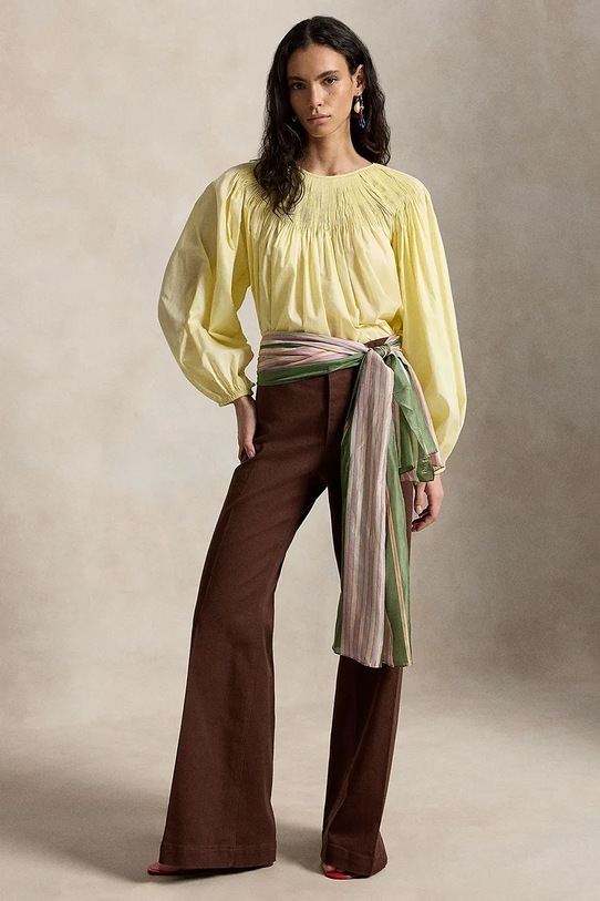 Odzież Polo Ralph Lauren bluzka damska bawełniana 211A12791 żółty