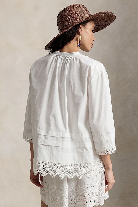 Polo Ralph Lauren bluzka damska bawełniana 211A12796 biały SS26