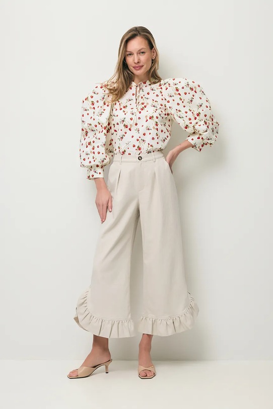 BIZUU bluzka koszulowa damska bawełniana ANDRASSA ANDRASSA.KREMOWY beżowy SS26