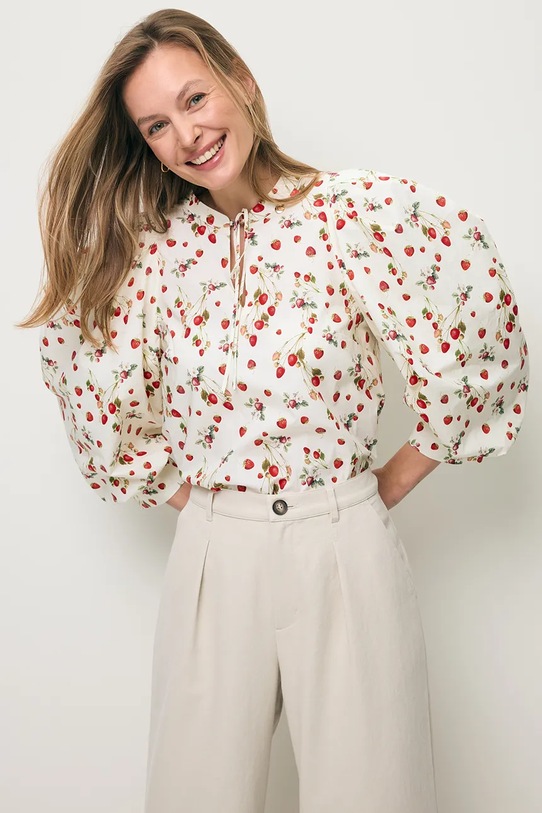 Odzież BIZUU bluzka koszulowa damska bawełniana ANDRASSA ANDRASSA.KREMOWY beżowy