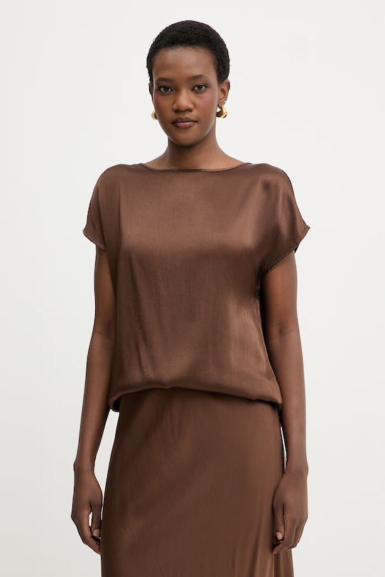 Haveone bluzka damska z wiskozy brązowy CWG.Q004