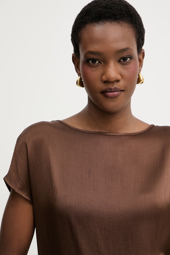 Haveone bluzka damska z wiskozy brązowy CWG.Q004