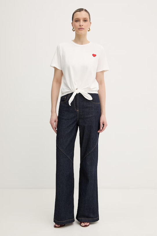 Morgan t-shirt damski z bawełną DANNY beżowy SS26