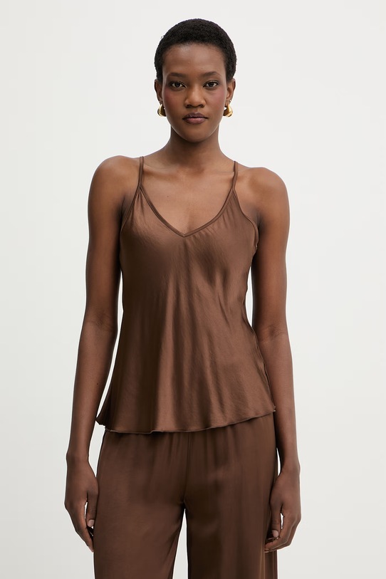 Haveone top damski z wiskozy brązowy RWG.Q012