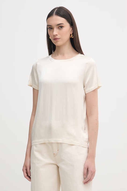 Haveone t-shirt basic damski z wiskozą beżowy CWG.Q005