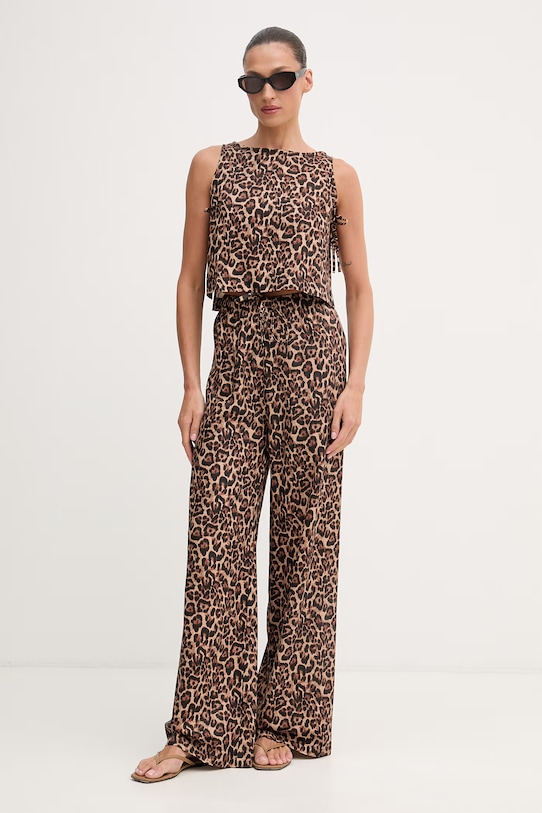 Paramidonna top damski lniany SS26LTLEO.1 brązowy SS26